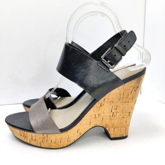 Franco sarto Cork Wedge High Heel Platform Sandals Sz 8.5 Leather Straps - Picture 1 of 12